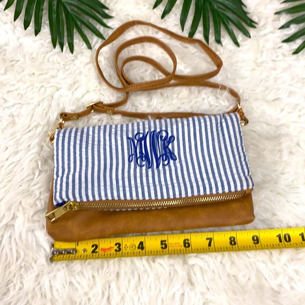 VINTAGE Unbraded Cute faux leather crossbody bag STRIPES - Picture 2 of 8